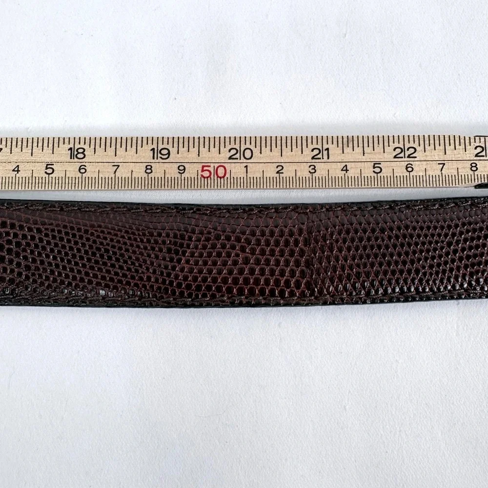 Torino Belt Brown Genuine Lizard Skin Silver Tone Hardware Western 5127 Size 36